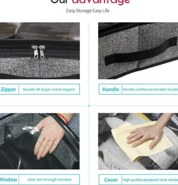 OBOSOE 12-pars skoopbevaring under sengen – ekstra store foldbare skuffer med sorteringsrum Outlet