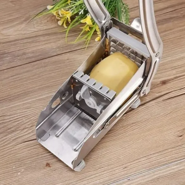 OBOSOE pommes frites i rustfrit stål: grøntsagsskærer og kartoffelskærer med 2 ekstra knive