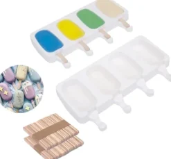 Isforme>OBOSOE 2x4-pak Isform med 100 træpinde – BPA-fri isform til hjemmelavet is