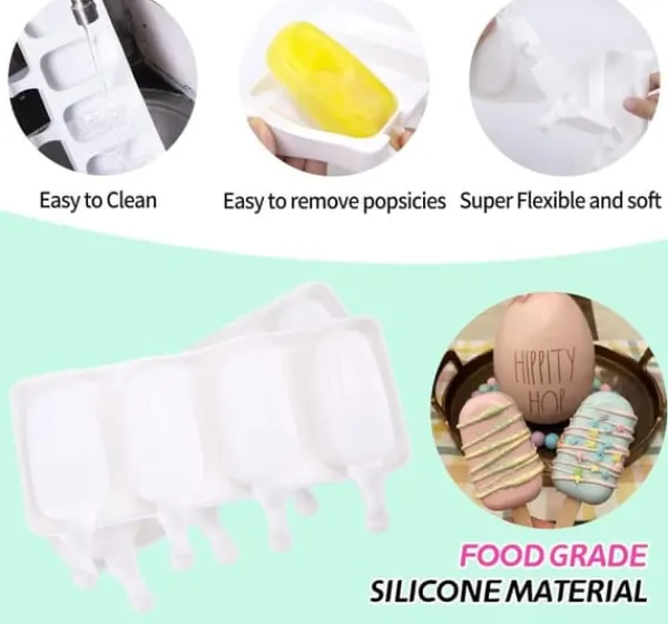 Isforme>OBOSOE 2x4-pak Isform med 100 træpinde – BPA-fri isform til hjemmelavet is