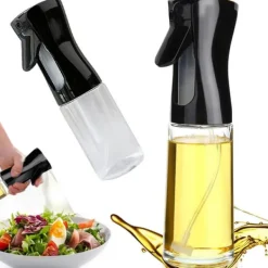 Olieflaske med Sprayfunktion i Glas 200ml Sort Discount