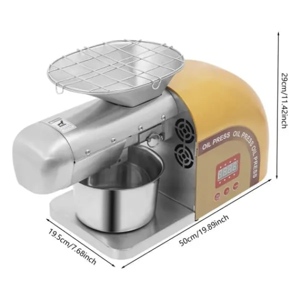 Juicepresser - Nyd Friskpresset Juice Derhjemme>Oliepressemaskine, Intelligent Temperaturkontrol, Høj Effektivitet,Gul, L