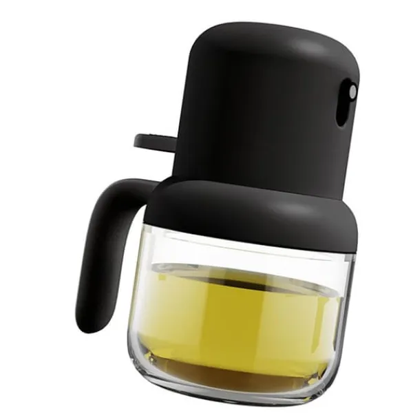 Olie- & Eddikebeholdere>Oliesprayflaske 180ml Ergonomisk håndtag Tætforseglet plastglas Støvtæt olivenoliesprøjte til hjemmekøkken Sort