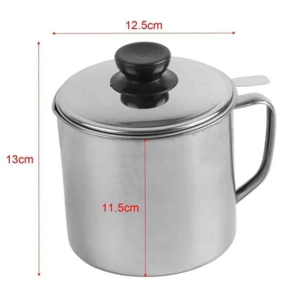 Sier>Oljesil Pot 1,3L Kapacitet 304 Rostfritt stål Matlagningsoljebehållare Antiläckage för Hemrestaurang
