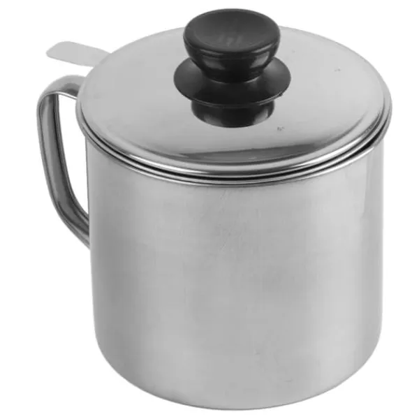 Sier>Oljesil Pot 1,3L Kapacitet 304 Rostfritt stål Matlagningsoljebehållare Antiläckage för Hemrestaurang