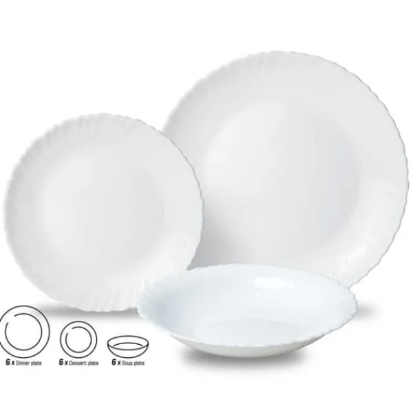 Tallerkener & Bordservicer>OPAL MIDDAGSSET TIL 6 PERSONER 18 STK KINGHOFF KH-1875