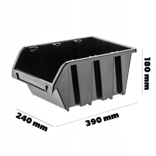 Opbevaringsæsker Til Hjemmet>Opbevaringsbeholder, 390 x 240 mm, Holdbar Polypropylen, Stabelbart Design, Etiketholder, Alsidig Brug