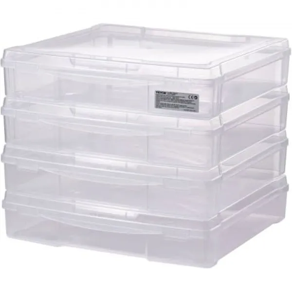 Opbevaringsæsker Til Hjemmet>Opbevaringsboks, Stabelbar plastik scrapbook papir organizer, 36x36x7,6 cm, Klar, Opbevaring