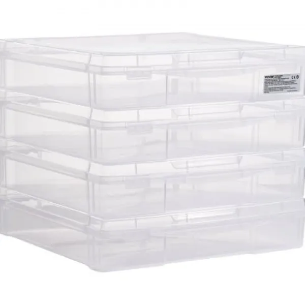 Opbevaringsæsker Til Hjemmet>Opbevaringsboks, Stabelbar plastik scrapbook papir organizer, 36x36x7,6 cm, Klar, Opbevaring