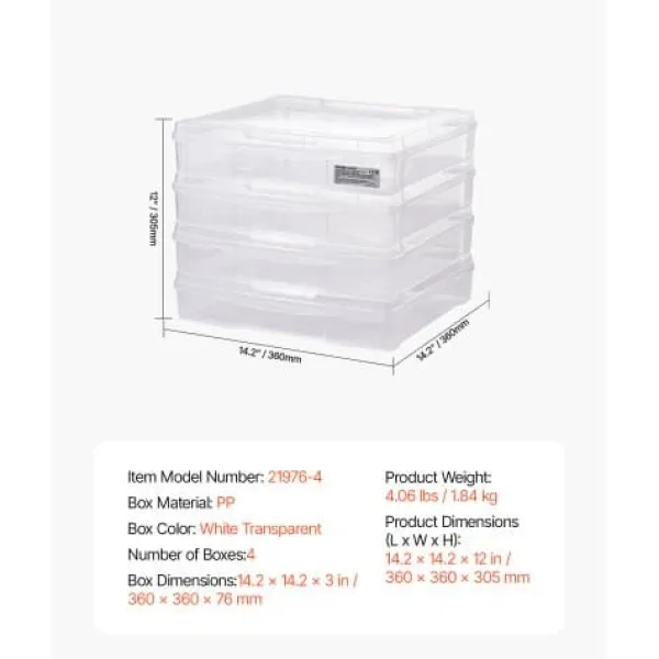 Opbevaringsæsker Til Hjemmet>Opbevaringsboks, Stabelbar plastik scrapbook papir organizer, 36x36x7,6 cm, Klar, Opbevaring