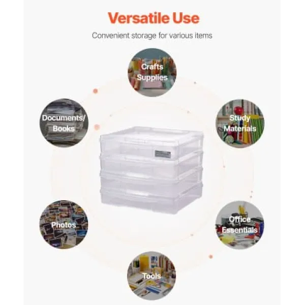 Opbevaringsæsker Til Hjemmet>Opbevaringsboks, Stabelbar plastik scrapbook papir organizer, 36x36x7,6 cm, Klar, Opbevaring