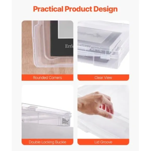 Opbevaringsæsker Til Hjemmet>Opbevaringsboks, Stabelbar plastik scrapbook papir organizer, 36x36x7,6 cm, Klar, Opbevaring