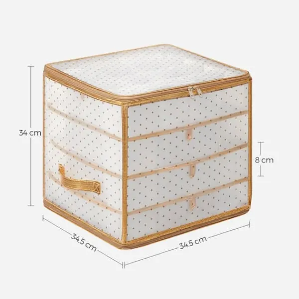 Opbevaringsæsker Til Hjemmet>Opbevaringsboks til julepynt, 33,5x33,5x34 cm, gennemsigtig guld