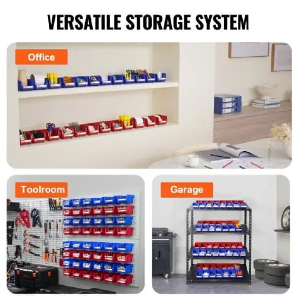 Opbevaringsæsker Til Hjemmet>Opbevaringsboks, 137x105x78 cm, Blå/Rød, Stabelbar plast organizer