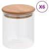 Opbevaringsglas med bambuslåg - 6 stk. 600 ml | Farve: Gennemsigtigt glas | Størrelse: 600 ml Clearance