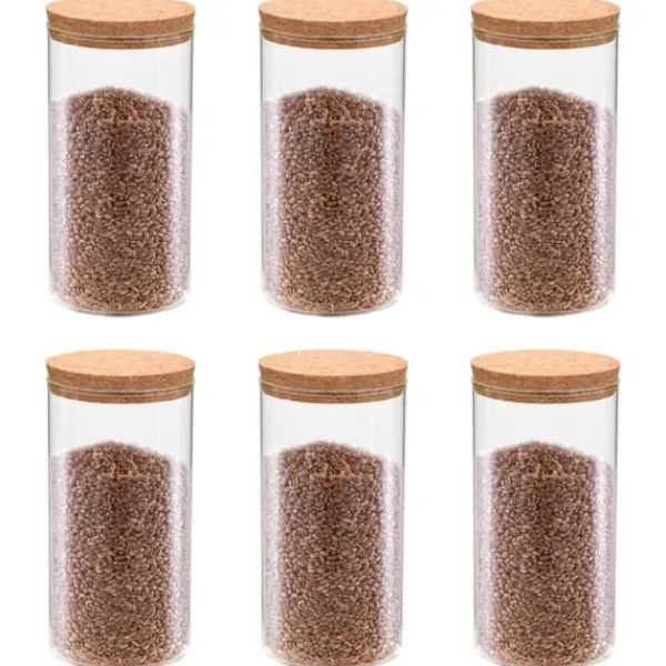 Opbevaringsglas med korklåg - 6 stk. 1100 ml | Farve: Gennemsigtig Sale