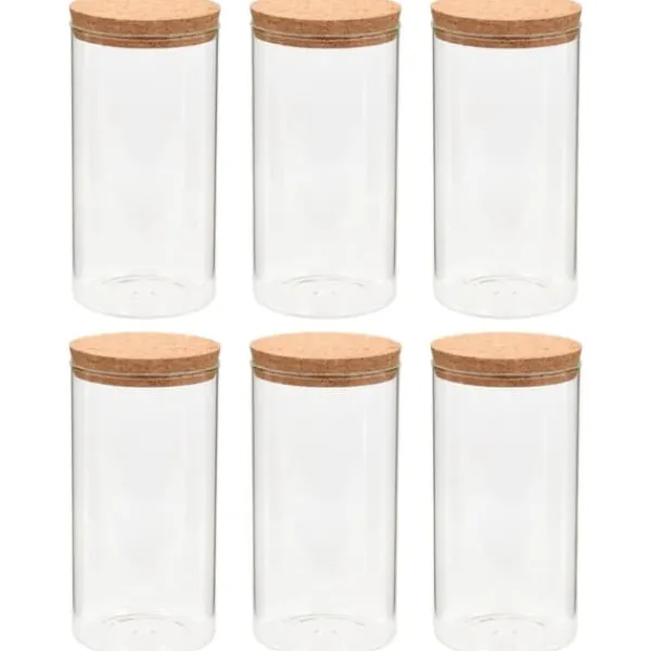 Opbevaringsglas med korklåg - 6 stk. 1100 ml | Farve: Gennemsigtig Sale