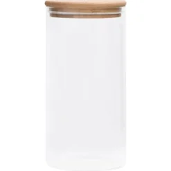 Opbevaringsglas sæt med bambuslåg - 4 stk. à 1200 ml | Farve: Gennemsigtig | Størrelse: 1200 ml Discount