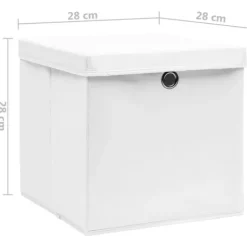 Opbevaringskasser - Living opbevaringskasser med låg 10 stk. 28x28x28 cm hvid Outlet
