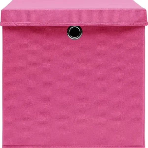 Opbevaringsæsker Til Hjemmet>Opbevaringskasser - Living opbevaringskasser med låg 4 stk. 32x32x32 stof pink