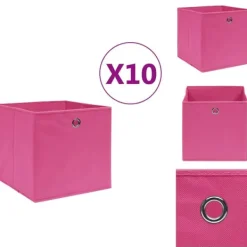 Opbevaringsæsker Til Hjemmet>Opbevaringskasser - Living opbevaringskasser 10 stk. ikke-vævet stof 28x28x28 cm pink