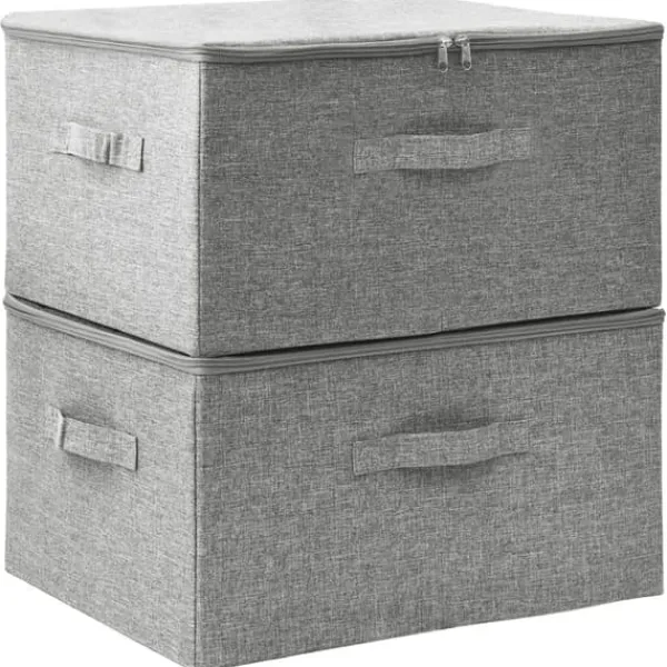 Opbevaringskasser - Living opbevaringskasser 2 stk. 43x34x23 cm stof grå Outlet