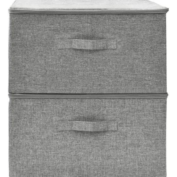 Opbevaringskasser - Living opbevaringskasser 2 stk. 43x34x23 cm stof grå Outlet