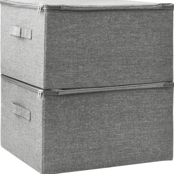 Opbevaringskasser - Living opbevaringskasser 2 stk. 43x34x23 cm stof grå Outlet