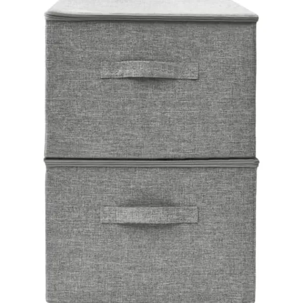 Opbevaringskasser - Living opbevaringskasser 2 stk. 43x34x23 cm stof grå Outlet