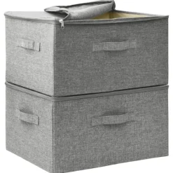 Opbevaringskasser - Living opbevaringskasser 2 stk. 43x34x23 cm stof grå Outlet