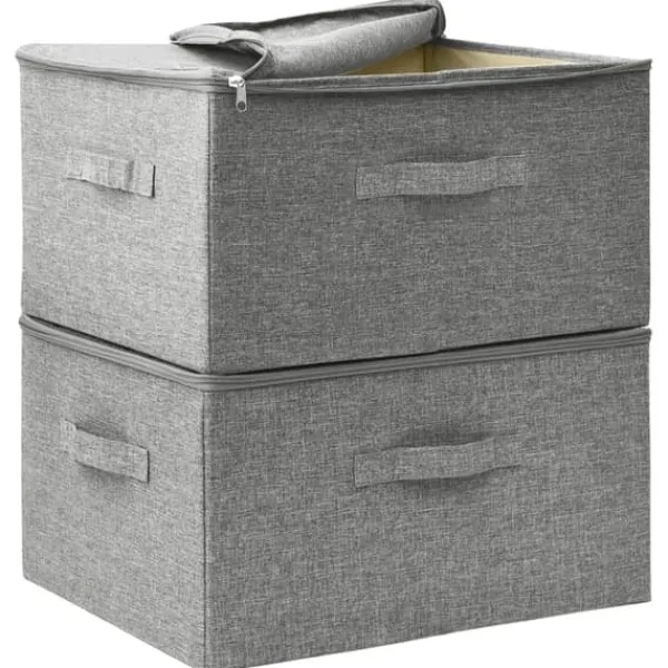 Opbevaringskasser - Living opbevaringskasser 2 stk. 43x34x23 cm stof grå Outlet