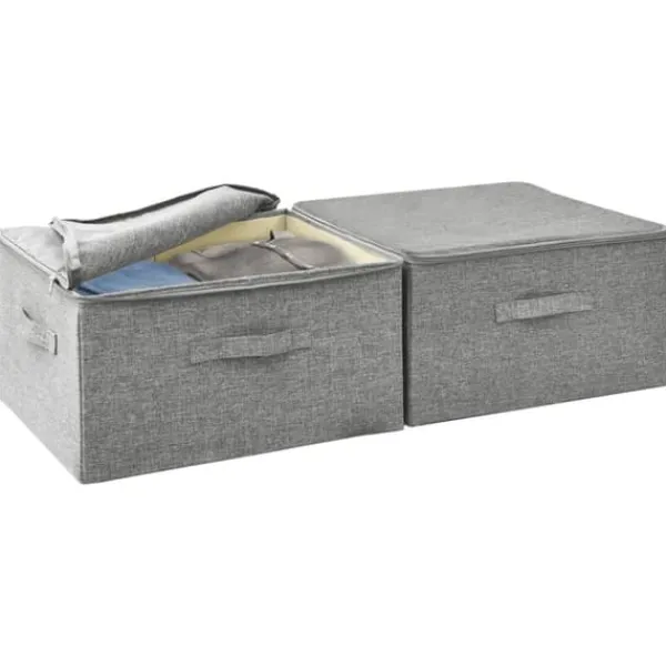 Opbevaringskasser - Living opbevaringskasser 2 stk. 43x34x23 cm stof grå Outlet