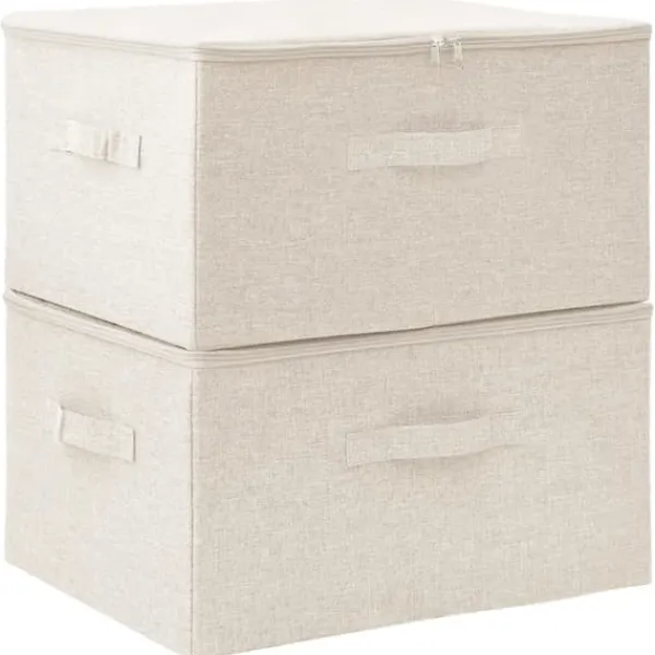 Opbevaringsæsker Til Hjemmet>Opbevaringskasser 2 stk. 43x34x23 cm stof cremefarvet - Opbevaringskasse - Opbevaringskasser - Home & Living