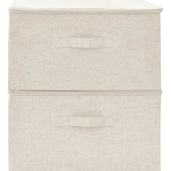 Opbevaringsæsker Til Hjemmet>Opbevaringskasser 2 stk. 43x34x23 cm stof cremefarvet - Opbevaringskasse - Opbevaringskasser - Home & Living