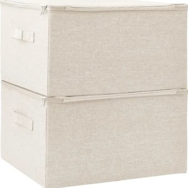 Opbevaringsæsker Til Hjemmet>Opbevaringskasser 2 stk. 43x34x23 cm stof cremefarvet - Opbevaringskasse - Opbevaringskasser - Home & Living