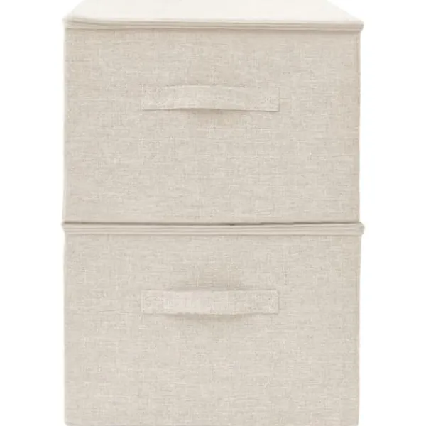 Opbevaringsæsker Til Hjemmet>Opbevaringskasser 2 stk. 43x34x23 cm stof cremefarvet - Opbevaringskasse - Opbevaringskasser - Home & Living