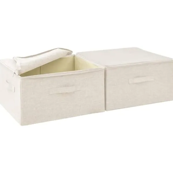Opbevaringsæsker Til Hjemmet>Opbevaringskasser 2 stk. 43x34x23 cm stof cremefarvet - Opbevaringskasse - Opbevaringskasser - Home & Living