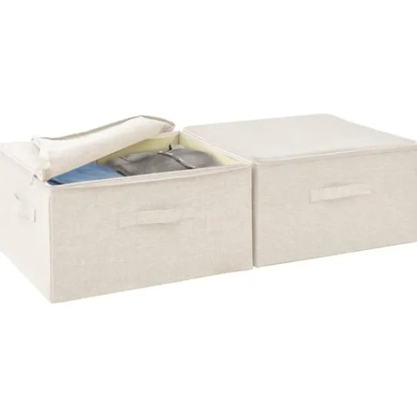 Opbevaringsæsker Til Hjemmet>Opbevaringskasser 2 stk. 43x34x23 cm stof cremefarvet - Opbevaringskasse - Opbevaringskasser - Home & Living