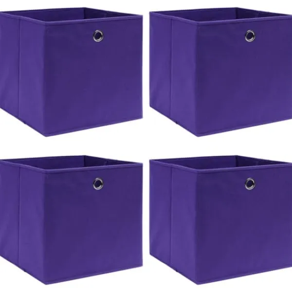 Opbevaringskasser 4 stk. 32x32x32 stof lilla - Opbevaringskasse - Opbevaringskasser - Home & Living Outlet