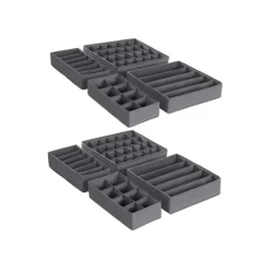 Opbevaringskasser, Skuffeorganisator Sæt, 32x32x10 cm, Grå Outlet