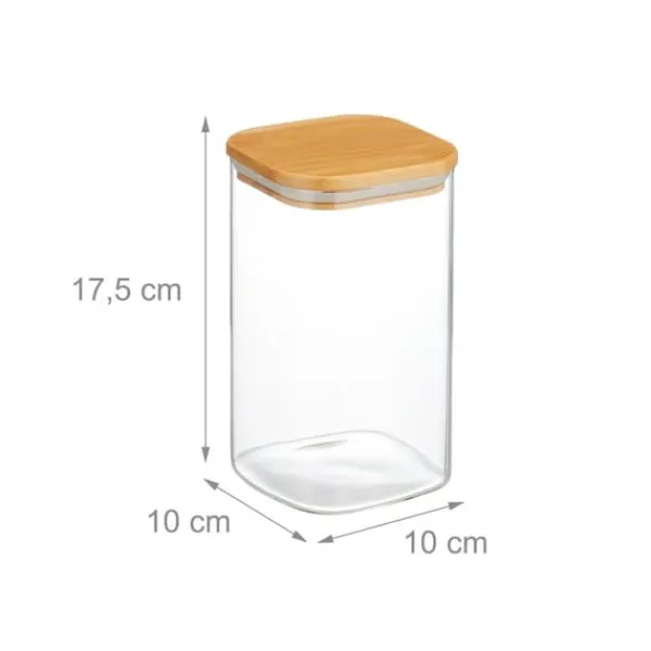 Opbevaringsdåser>Opbevaringskrukke sæt, 17,5x10x10 cm, Transparent