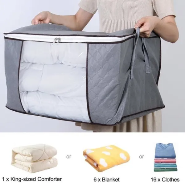 Opbevaringsposer Til Hjemmet>Opbevaringspose til lagner, tæpper, tøj Grå 60x43x35 cm 1-pack