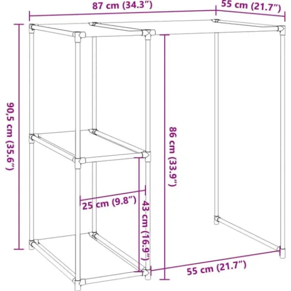 Opbevaringsreol til vaskemaskine - Pladsbesparende jernreol | Størrelse: 87x55x90,5 cm | Farve: Grå Sale