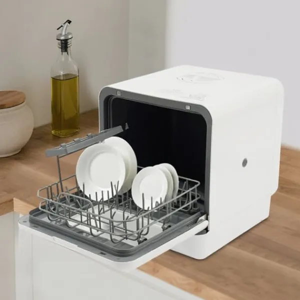 Opvaskemaskiner>Opvaskemaskine, 4 vaskeprogrammer, 6L vandtank, 1100W effekt, egnet til 4-6 personer, 41*46*46 cm dimensioner