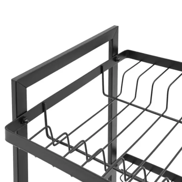 Opvaskestativer & Tørrestativer>Opvaskestativ - 3-etagers tørrestativ - Jern, Drypbakke, Bestikkurv, 43,5 x 24,5 x 50 cm - Sort