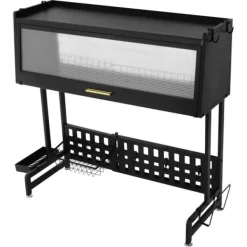 Opvaskestativer & Tørrestativer>Opvaskestativ - Over vasken tørrestativ - Udtrækkelig - Rustbestandig - Mål 84,5×28×31 cm - Maks belastning 100 kg - Kulstofstål og PP - Sort