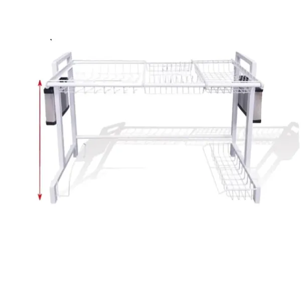 Opvaskestativ, Metal Konstruktion, Pladsbesparende Design,Hvid Clearance