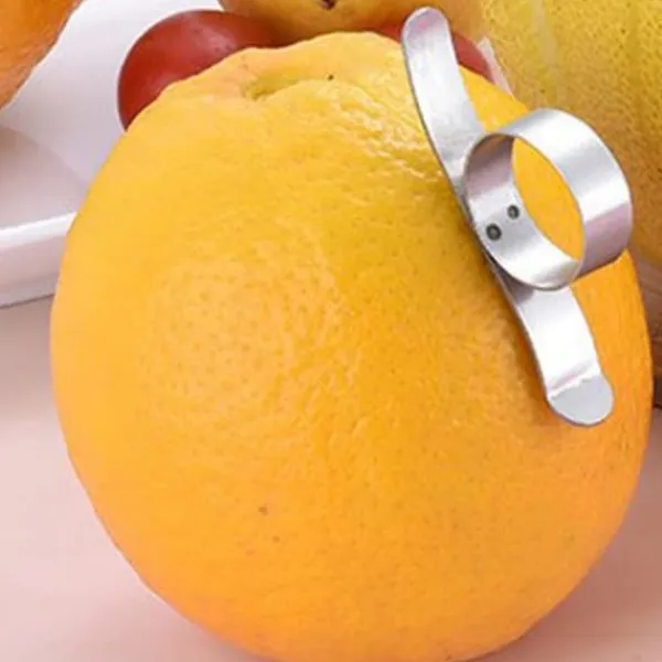 Madskrællere & Udkernere>Orangeskræller Ringform i rustfrit stål Alsidig bærbar citrusskræller køkkenudstyr L