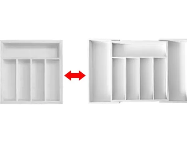 Opbevaringssystem Til Køkkenskuffer>Organiseringsindsats til bestikskuffe, udtrækbar 52/31x31cm KINGHOFF KH-1746
