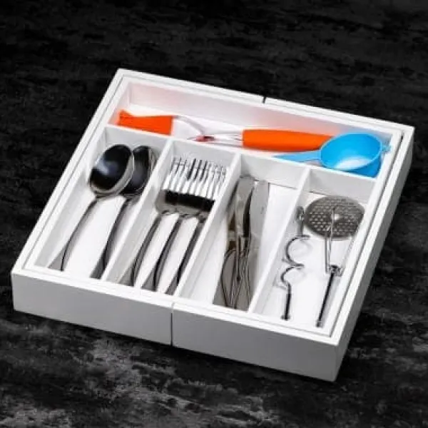 Opbevaringssystem Til Køkkenskuffer>Organiseringsindsats til bestikskuffe, udtrækbar 52/31x31cm KINGHOFF KH-1746